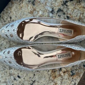 Badgley Mischka Silver Embellished Flats